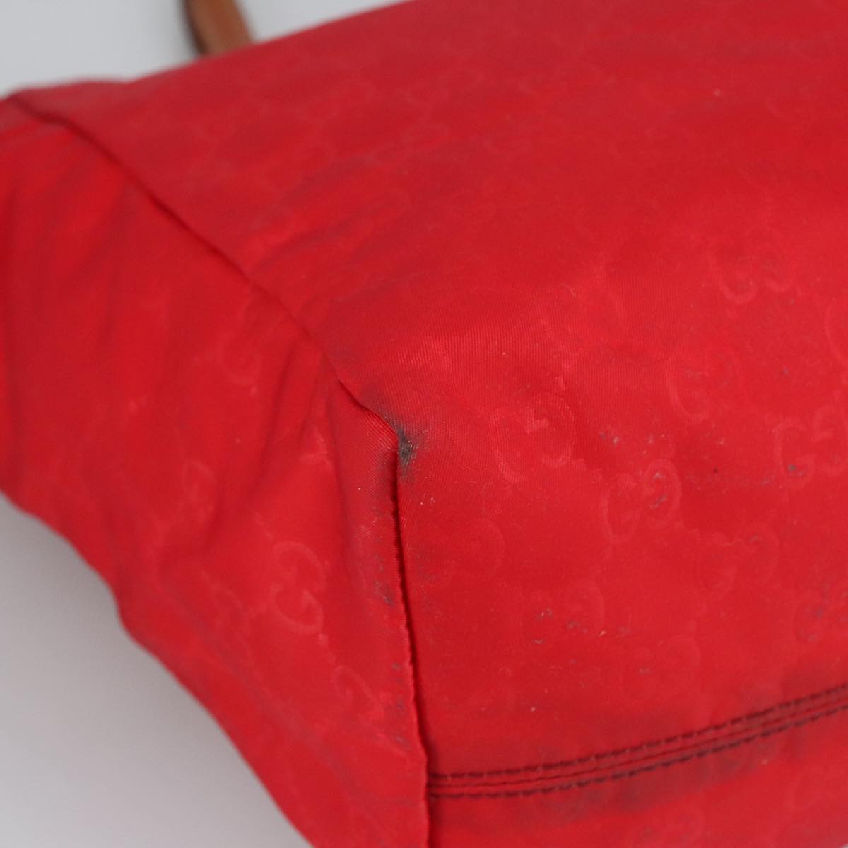 GUCCI GG Canvas Tote Bag Nylon Red Silver 282439  hk1724