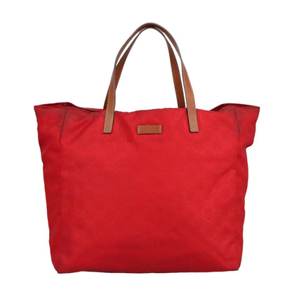 GUCCI GG Canvas Tote Bag Nylon Red Silver 282439  hk1724