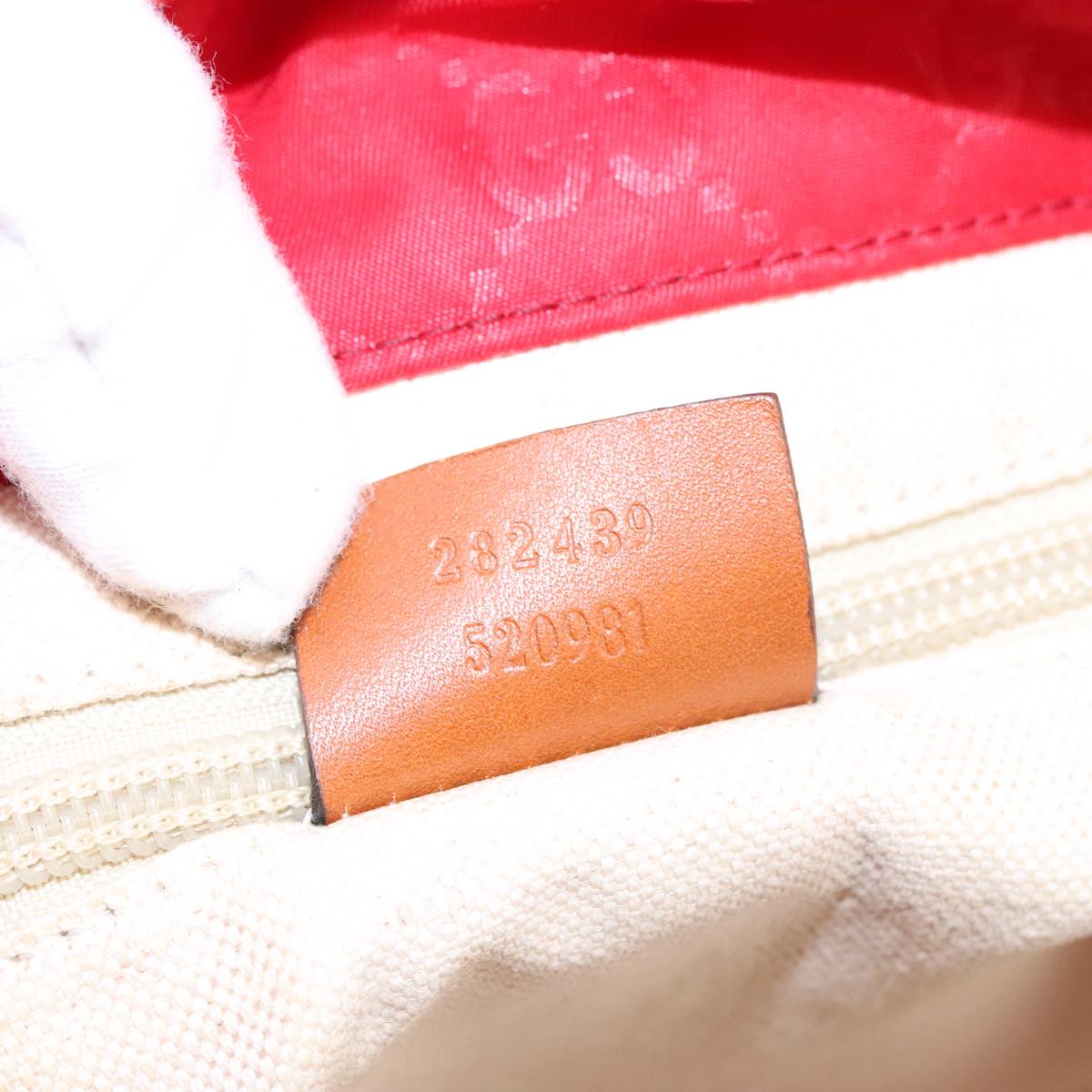 GUCCI GG Canvas Tote Bag Nylon Red Silver 282439  hk1724