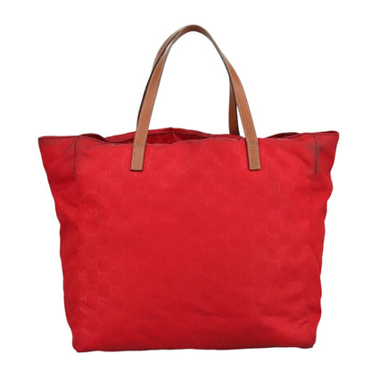 GUCCI GG Canvas Tote Bag Nylon Red Silver 282439  hk1724