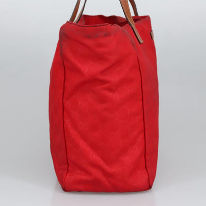 GUCCI GG Canvas Tote Bag Nylon Red Silver 282439  hk1724