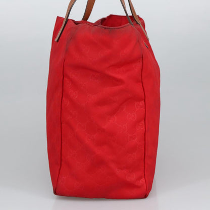 GUCCI GG Canvas Tote Bag Nylon Red Silver 282439  hk1724