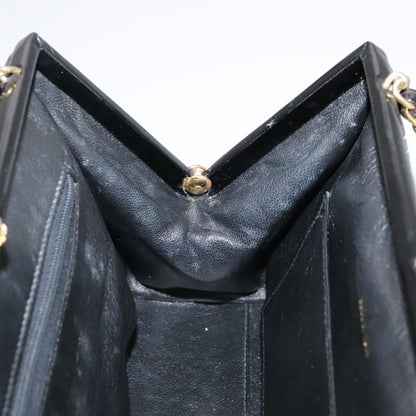 CHANEL Matelasse Chain Hand Bag Patent leather Black Gold CC hk1896