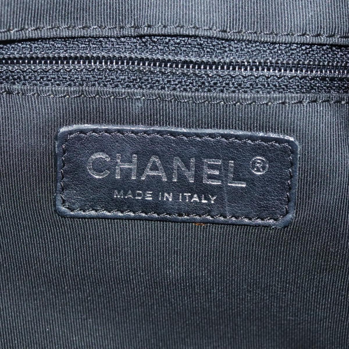 CHANEL V Stitch Hand Bag Leather Black Silver CC hk1897