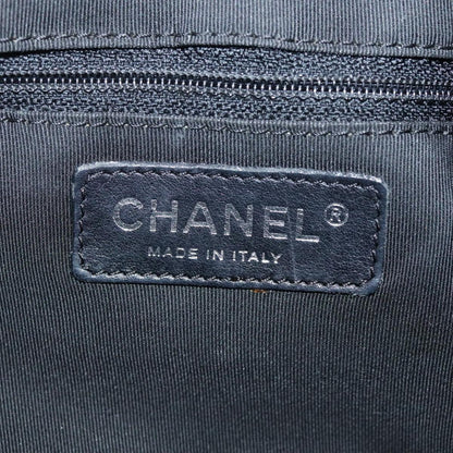CHANEL V Stitch Hand Bag Leather Black Silver CC hk1897