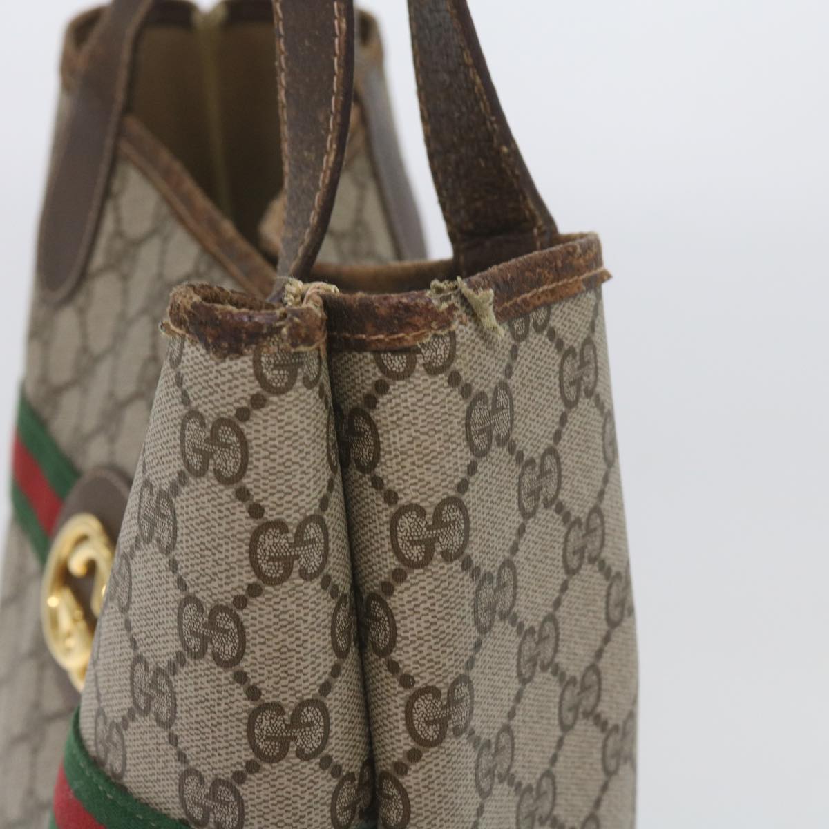 GUCCI GG Supreme Web Sherry Line Tote Bag Beige Red 002 123 0131  hk935