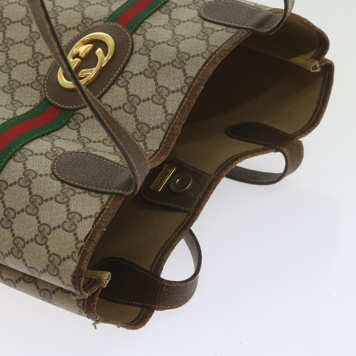 GUCCI GG Supreme Web Sherry Line Tote Bag Beige Red 002 123 0131  hk935