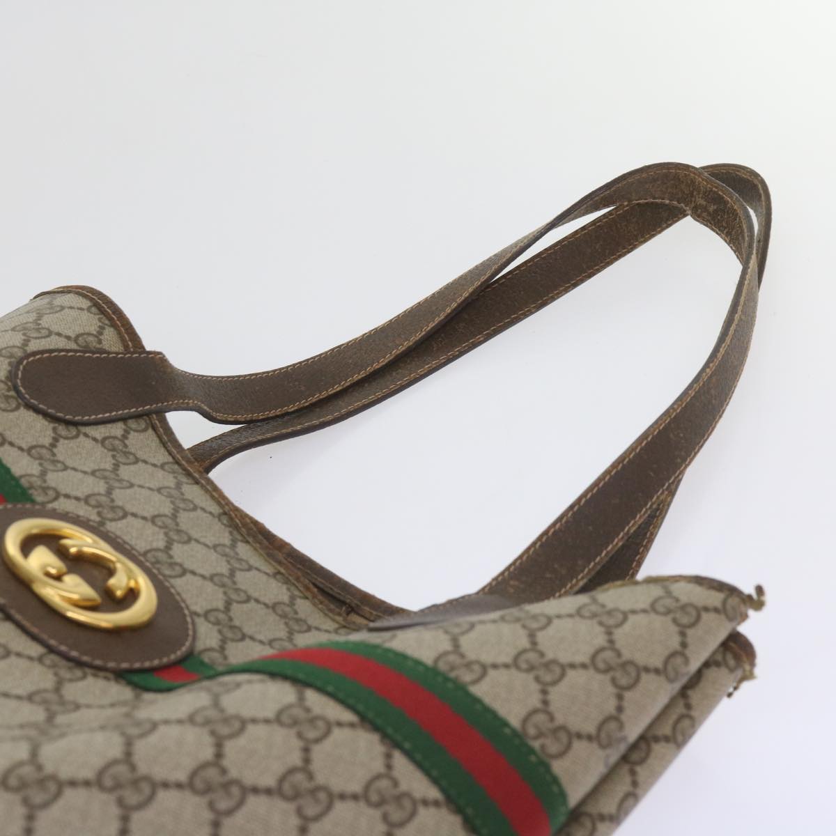 GUCCI GG Supreme Web Sherry Line Tote Bag Beige Red 002 123 0131  hk935
