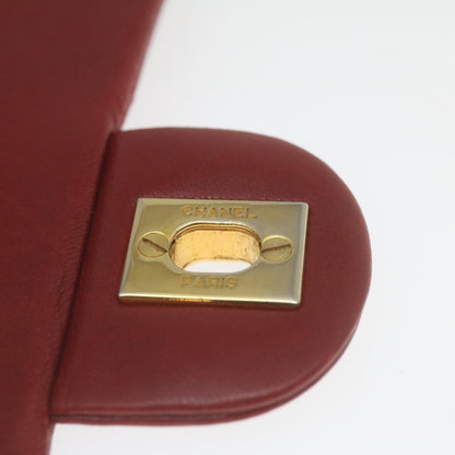 CHANEL Mini Matelasse Chain Flap Hand Bag Lamb Skin  Red Gold CC hs688A
