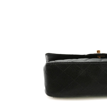 CHANEL Medium Dbl Flap Quilted Black Caviar w/Gold