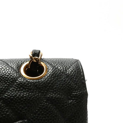 CHANEL Medium Dbl Flap Quilted Black Caviar w/Gold