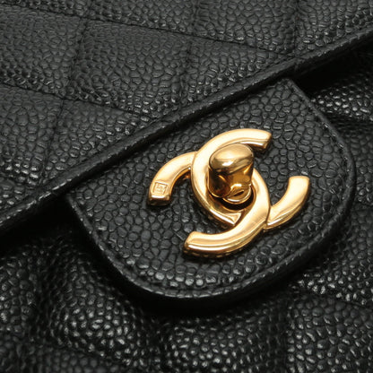 CHANEL Medium Dbl Flap Quilted Black Caviar w/Gold