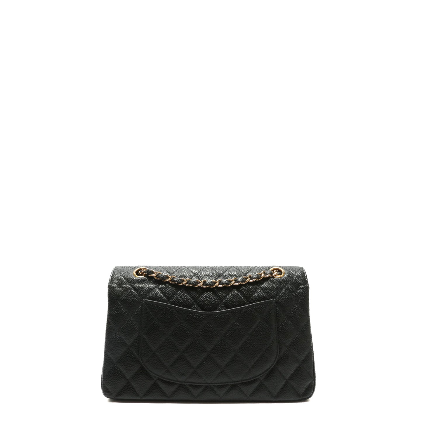 CHANEL Medium Dbl Flap Quilted Black Caviar w/Gold