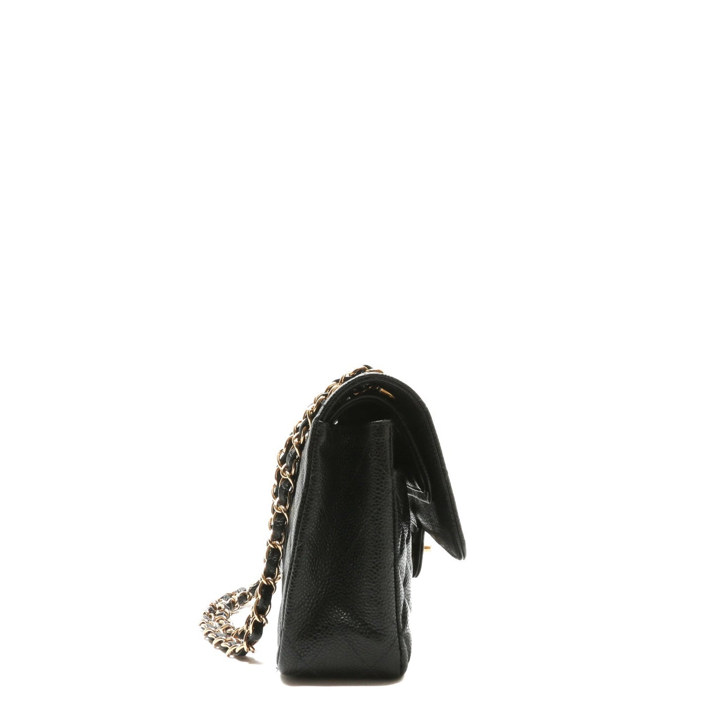 CHANEL Medium Dbl Flap Quilted Black Caviar w/Gold