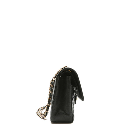 CHANEL Medium Dbl Flap Quilted Black Caviar w/Gold