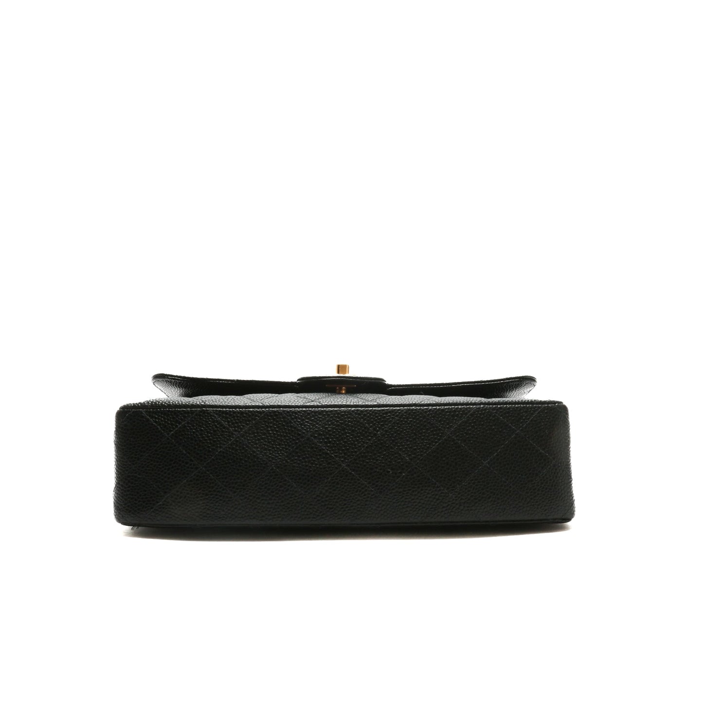 CHANEL Medium Dbl Flap Quilted Black Caviar w/Gold
