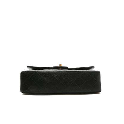 CHANEL Medium Dbl Flap Quilted Black Caviar w/Gold