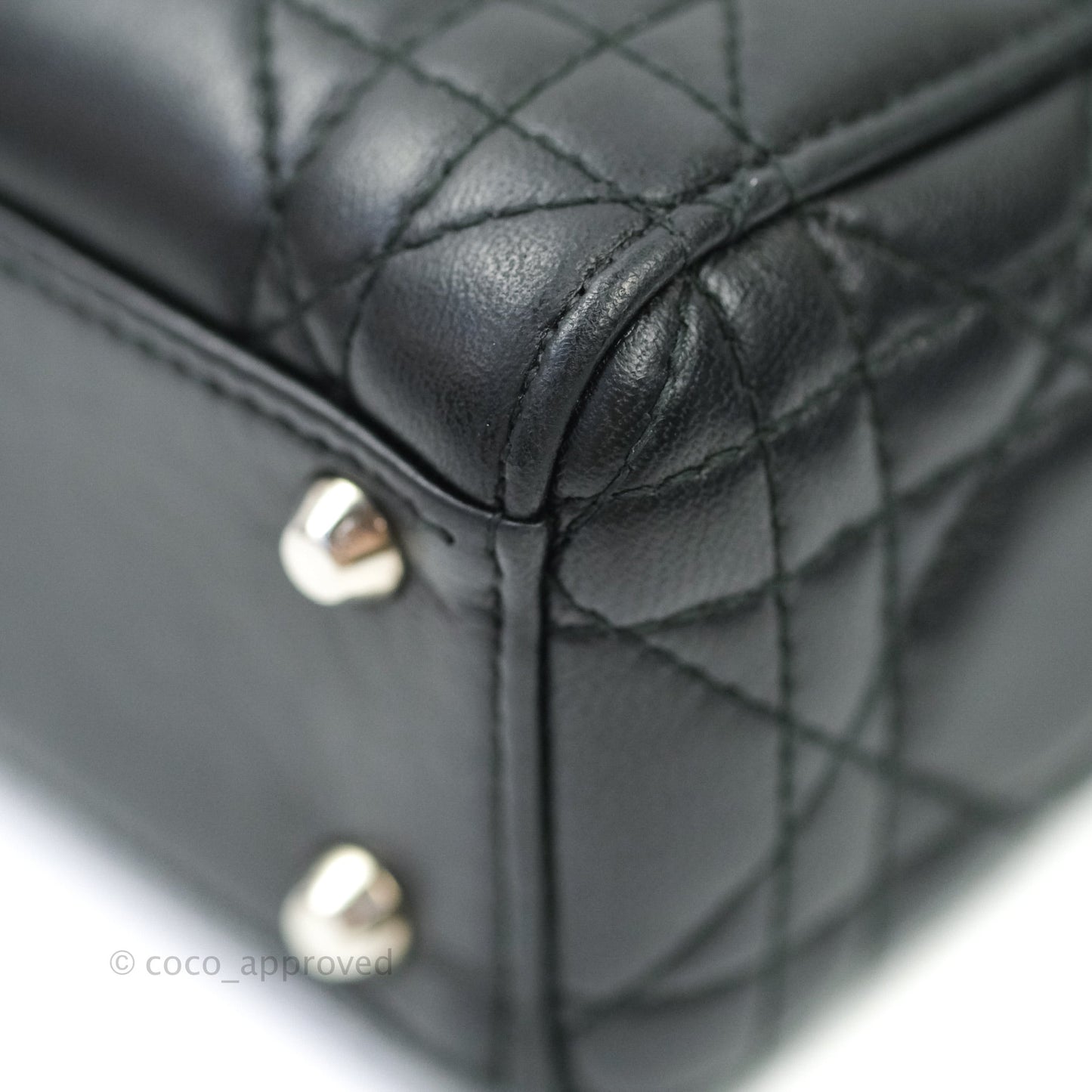 Christian Dior Cannage Mini Lady Dior Black Silver Hardware