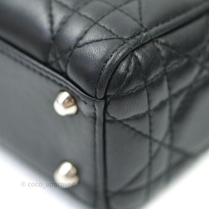 Christian Dior Cannage Mini Lady Dior Black Silver Hardware