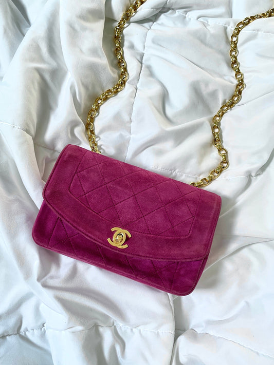 Extremely Rare Chanel Suede Mini Diana Bag