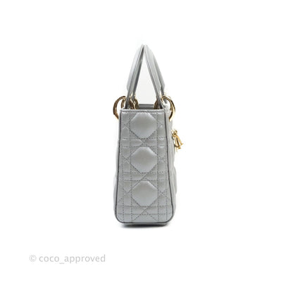 Christian Dior Calfskin Cannage Mini Lady Dior Grey