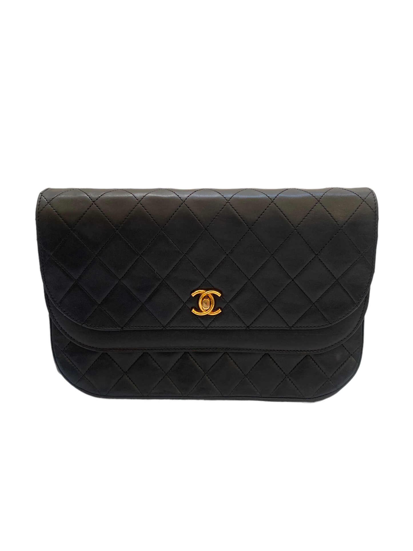 Chanel vintage dark blue quilted flap bag