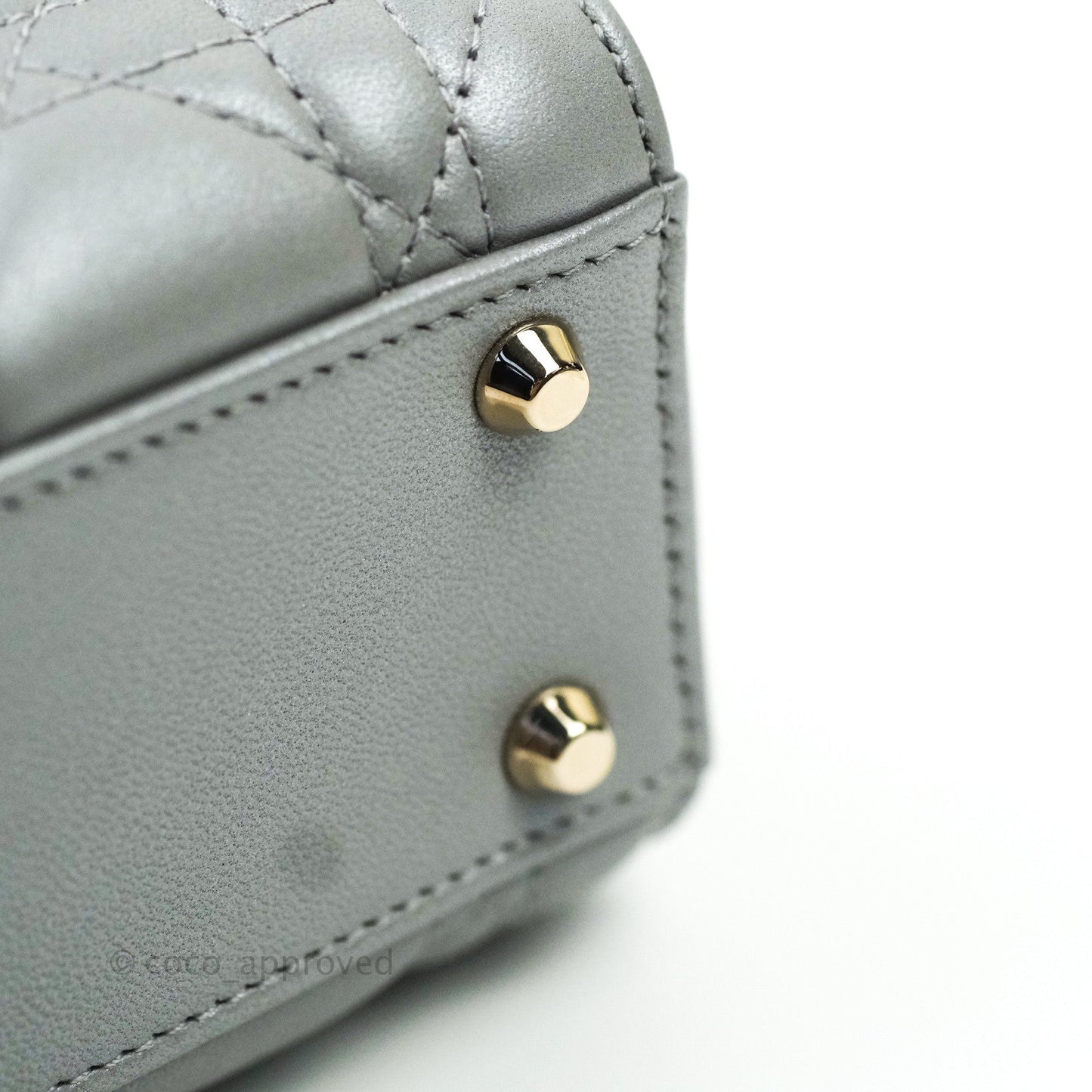 Christian Dior Calfskin Cannage Mini Lady Dior Grey