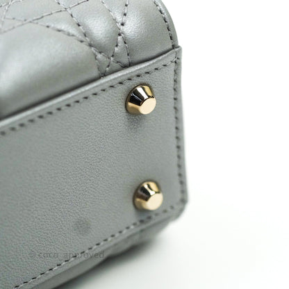 Christian Dior Calfskin Cannage Mini Lady Dior Grey