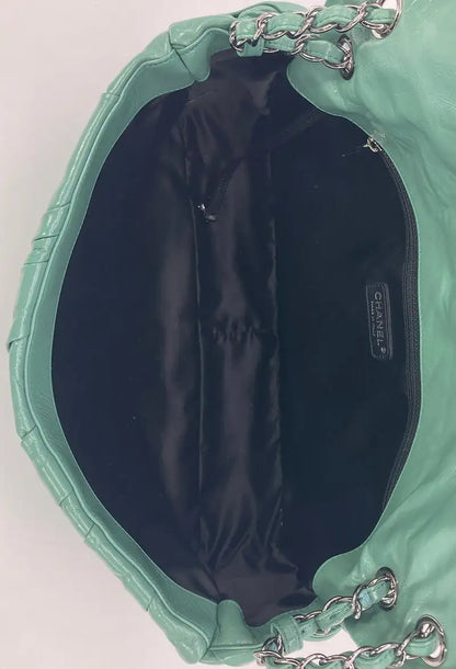 Chanel Teal Pleated Leather Soft Classic Flap