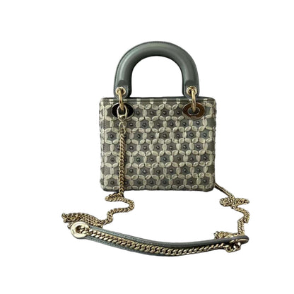 Embellished Cannage Satin Mini Lady Dior Grey