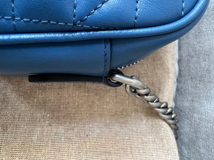 Gucci Aria GG Blue Marmont Small Shoulder Bag ( 1250)