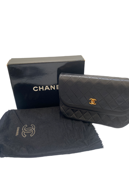 Chanel vintage dark blue quilted flap bag