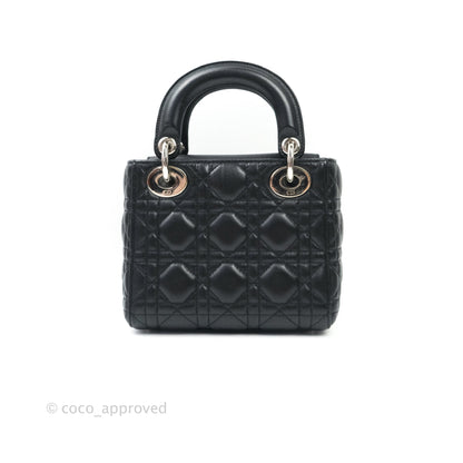 Christian Dior Cannage Mini Lady Dior Black Silver Hardware
