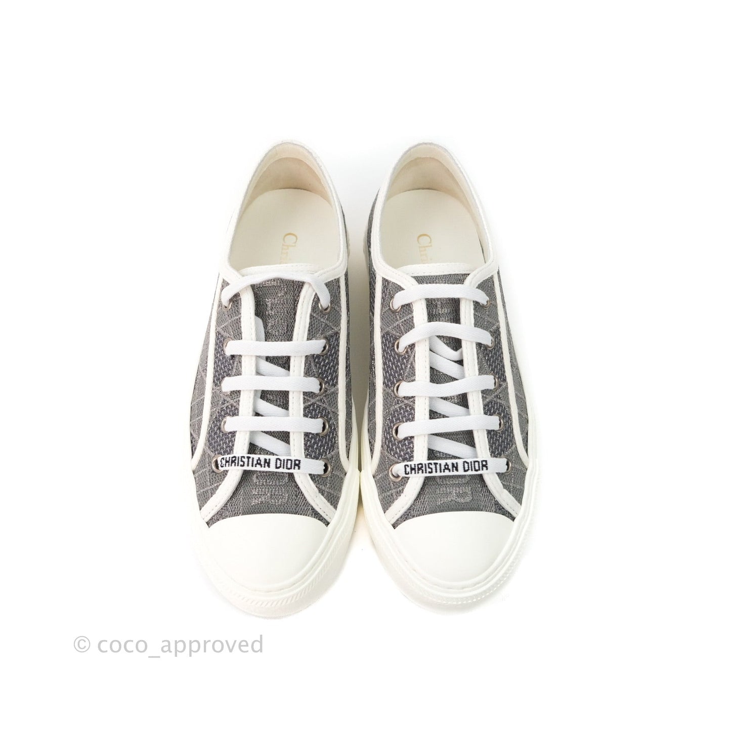 Christian Dior WalknDior Gray Cannage Embroidered Metallic Cotton