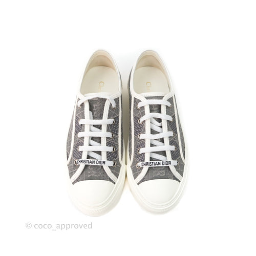 Christian Dior WalknDior Gray Cannage Embroidered Metallic Cotton