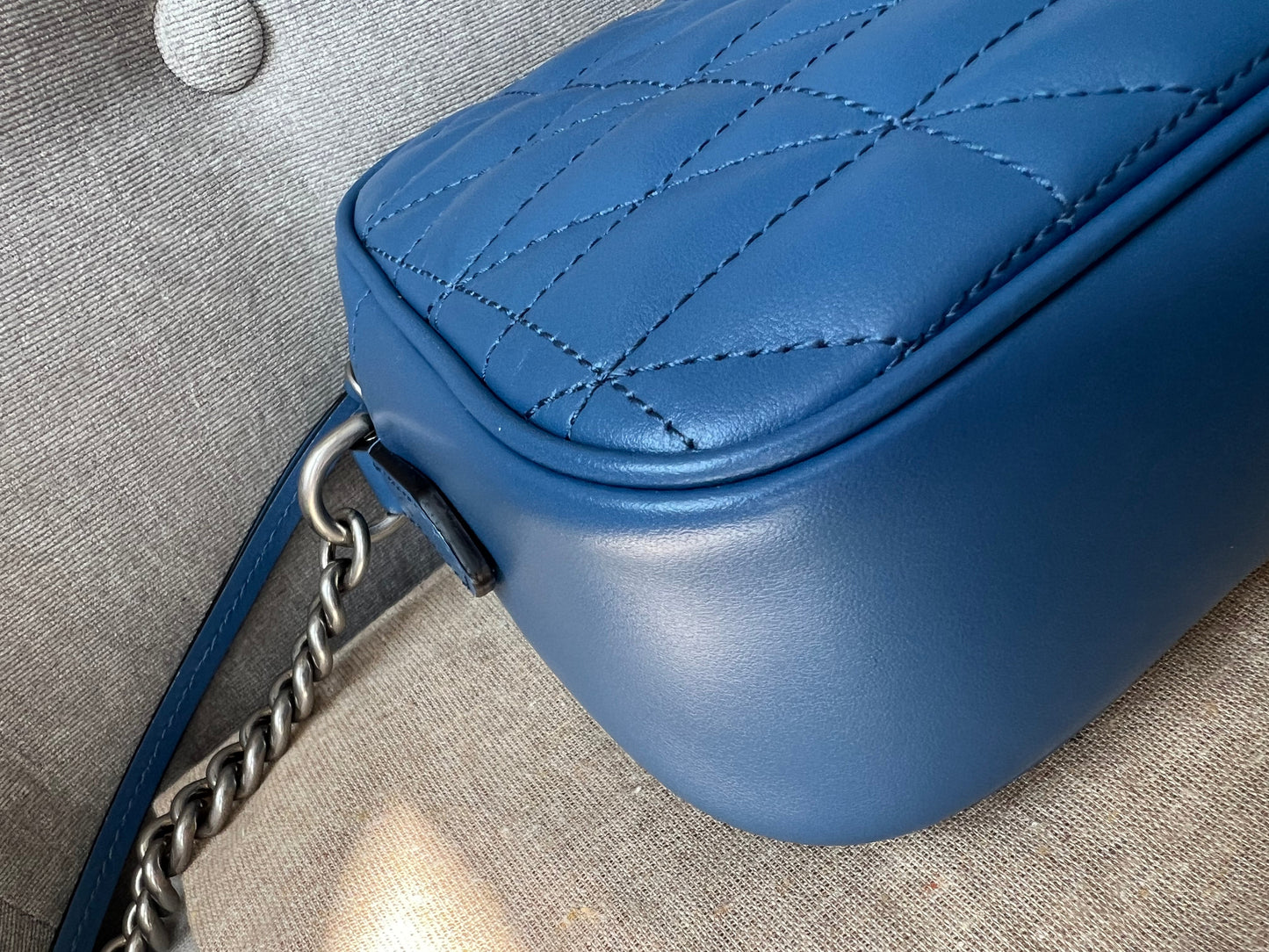 Gucci Aria GG Blue Marmont Small Shoulder Bag ( 1250)