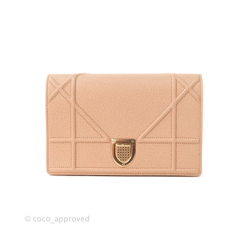 Christian Dior Diorama Wallet on Chain Beige Grained Calfskin Gold Hardware
