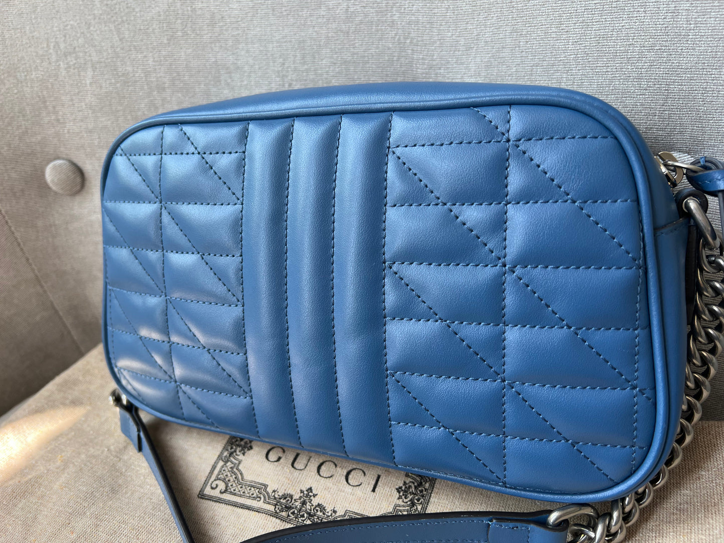 Gucci Aria GG Blue Marmont Small Shoulder Bag ( 1250)