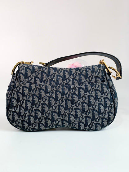 Christian Dior Vintage Oblique Saddle Bag Blue