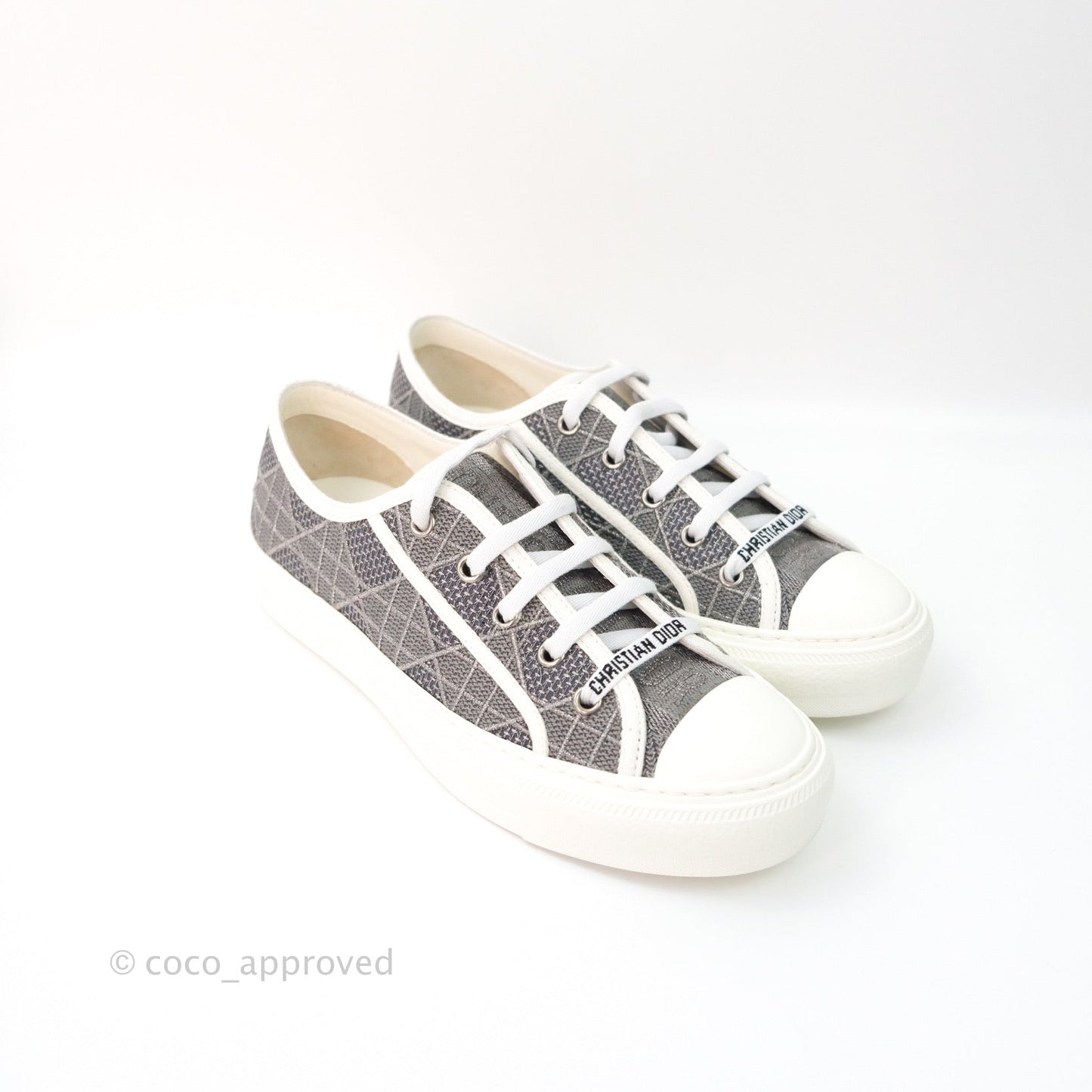 Christian Dior WalknDior Gray Cannage Embroidered Metallic Cotton