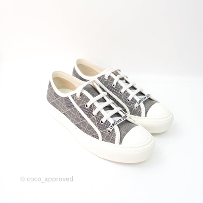 Christian Dior WalknDior Gray Cannage Embroidered Metallic Cotton