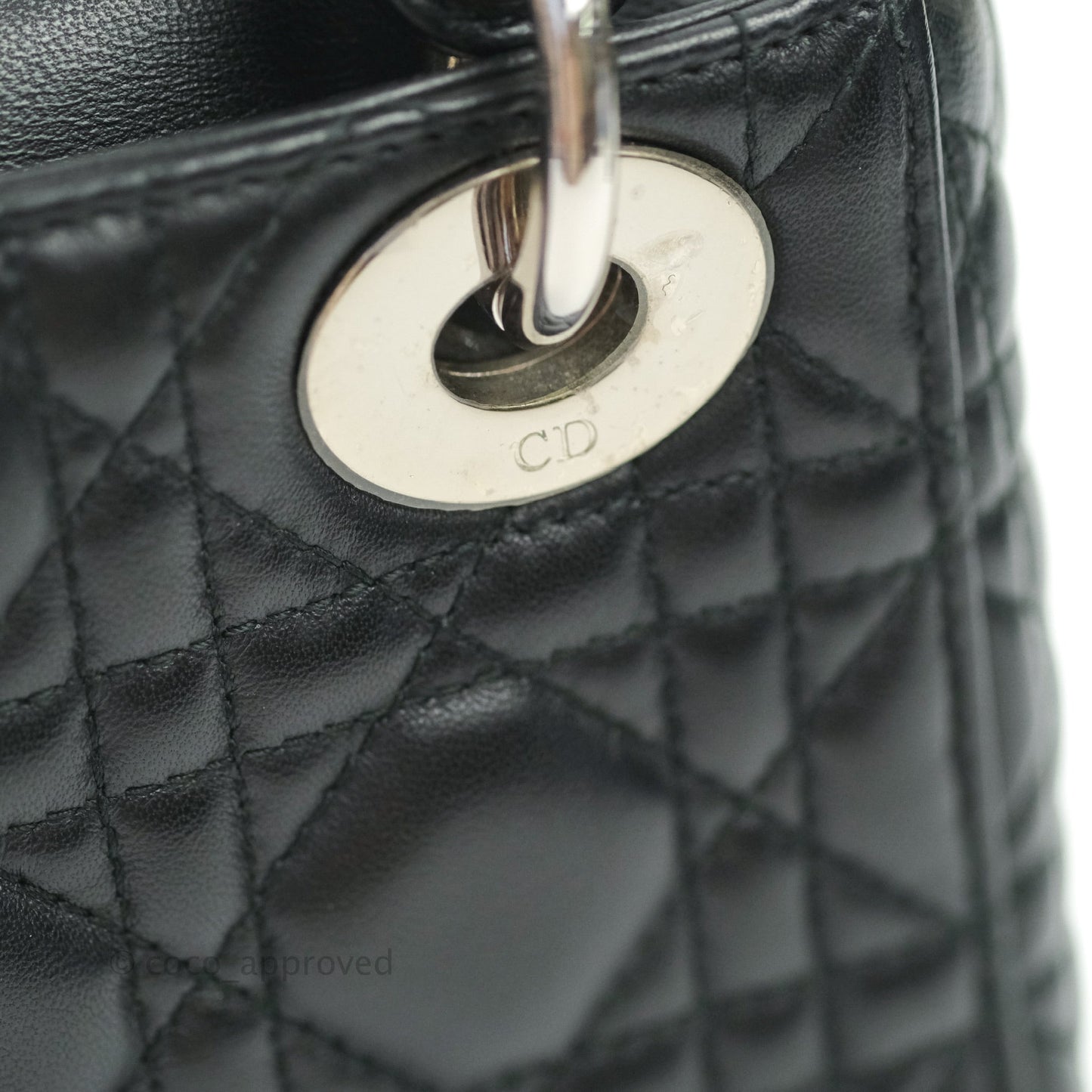 Christian Dior Cannage Mini Lady Dior Black Silver Hardware