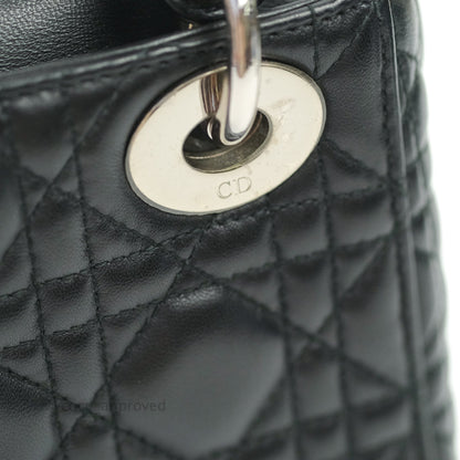 Christian Dior Cannage Mini Lady Dior Black Silver Hardware