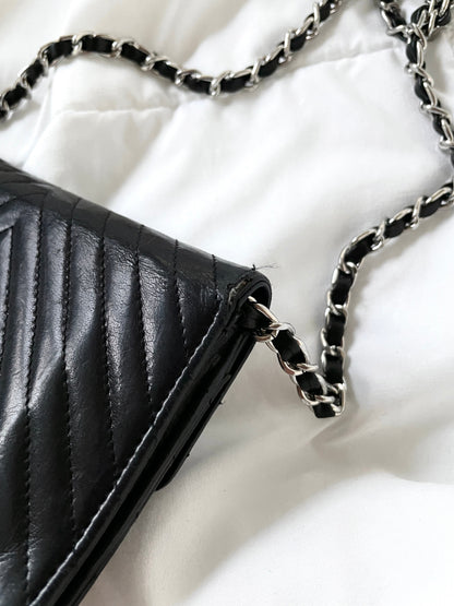 Chanel V-Stitch Lambskin Wallet on Chain