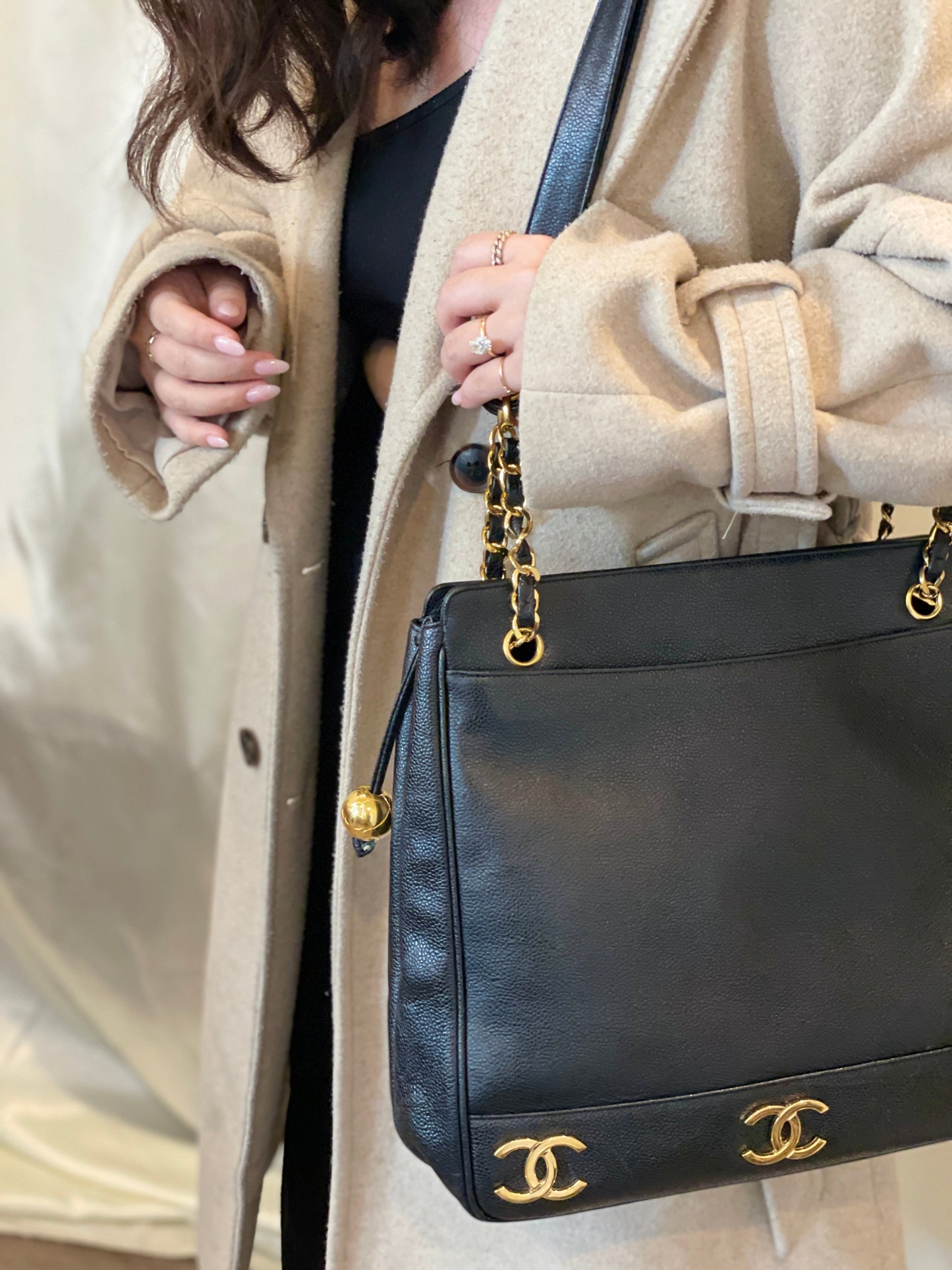 Chanel Caviar Logo Tote