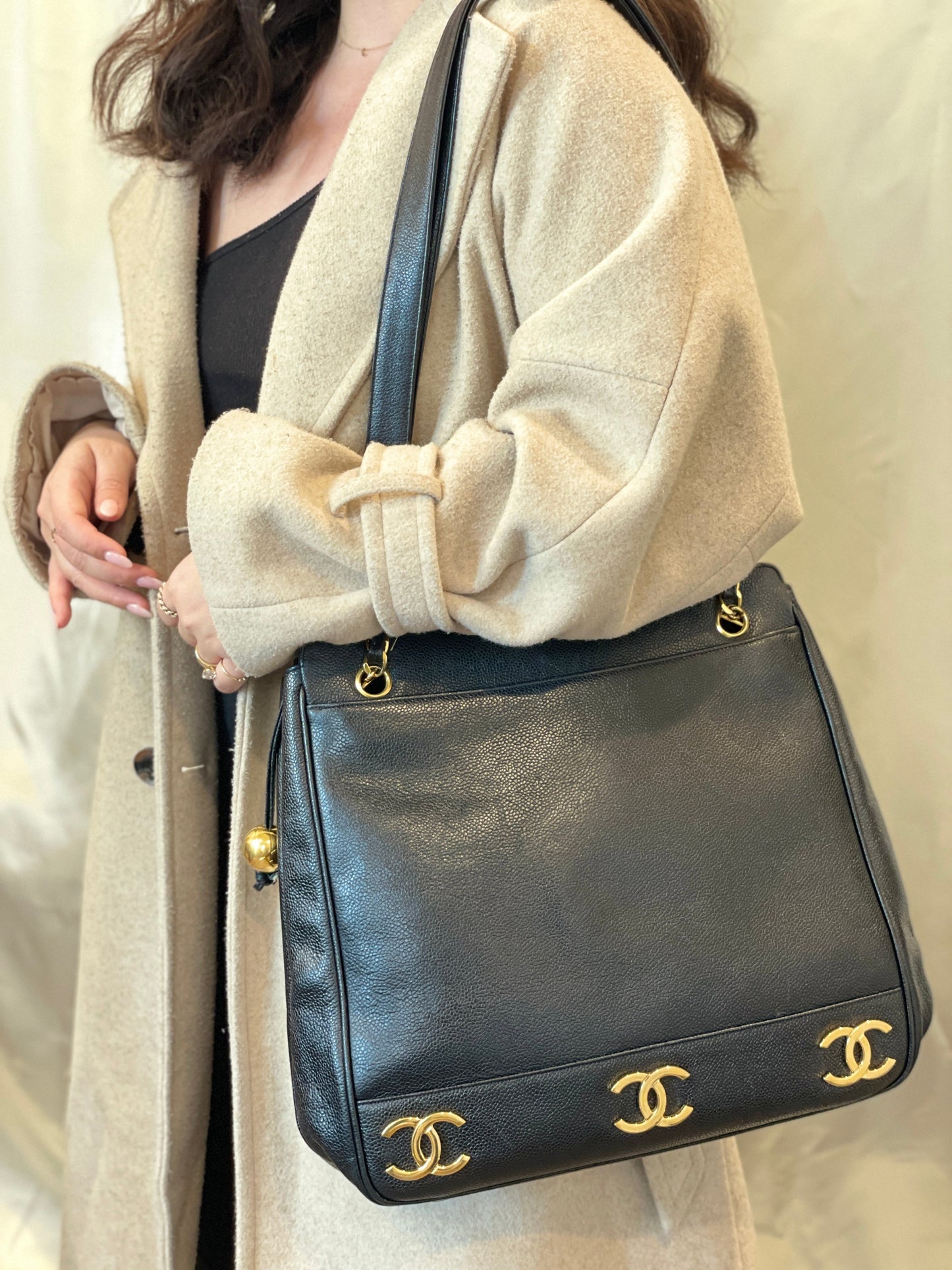 Chanel Caviar Logo Tote