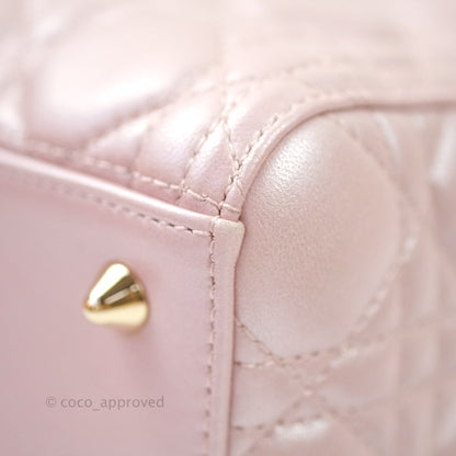 Christian Dior Medium Lady Dior Pink Lambskin Gold Hardware