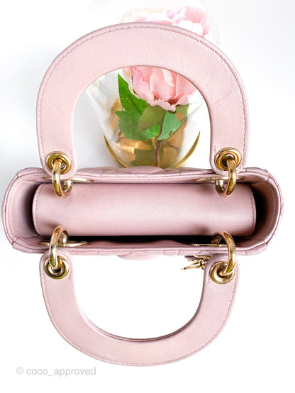 Christian Dior Calfskin Cannage Mini Lady Dior Pink