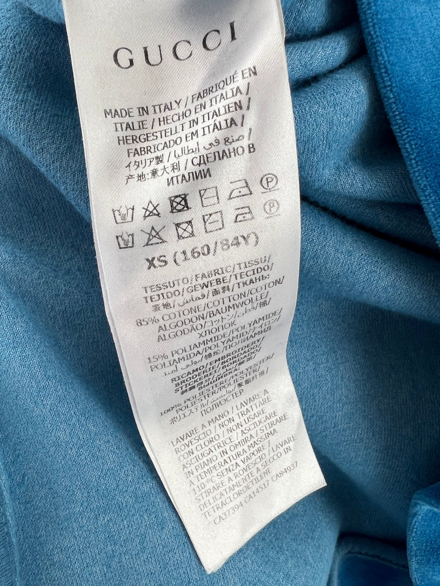 Gucci Blue Velour Quarter Zip Mini Dress with Pocket Detail Size XS (UK 6)