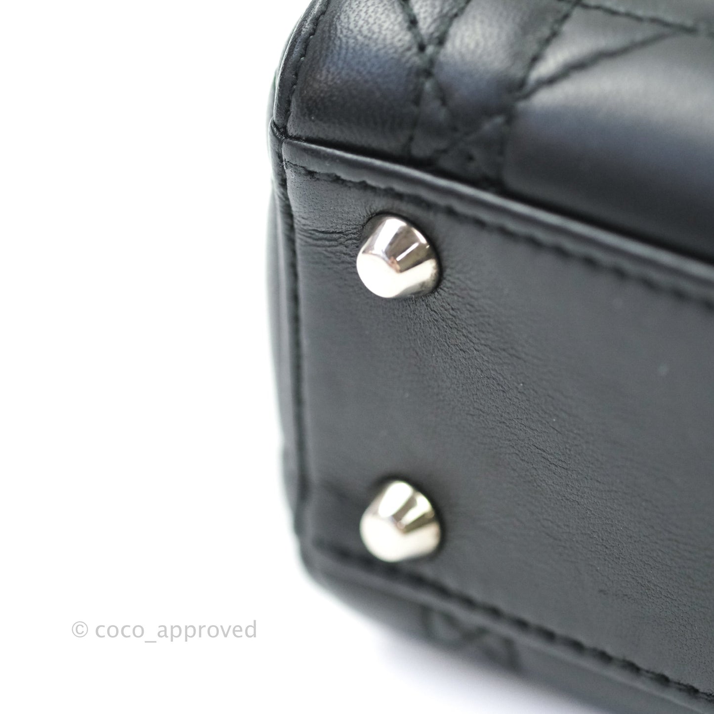 Christian Dior Cannage Mini Lady Dior Black Silver Hardware